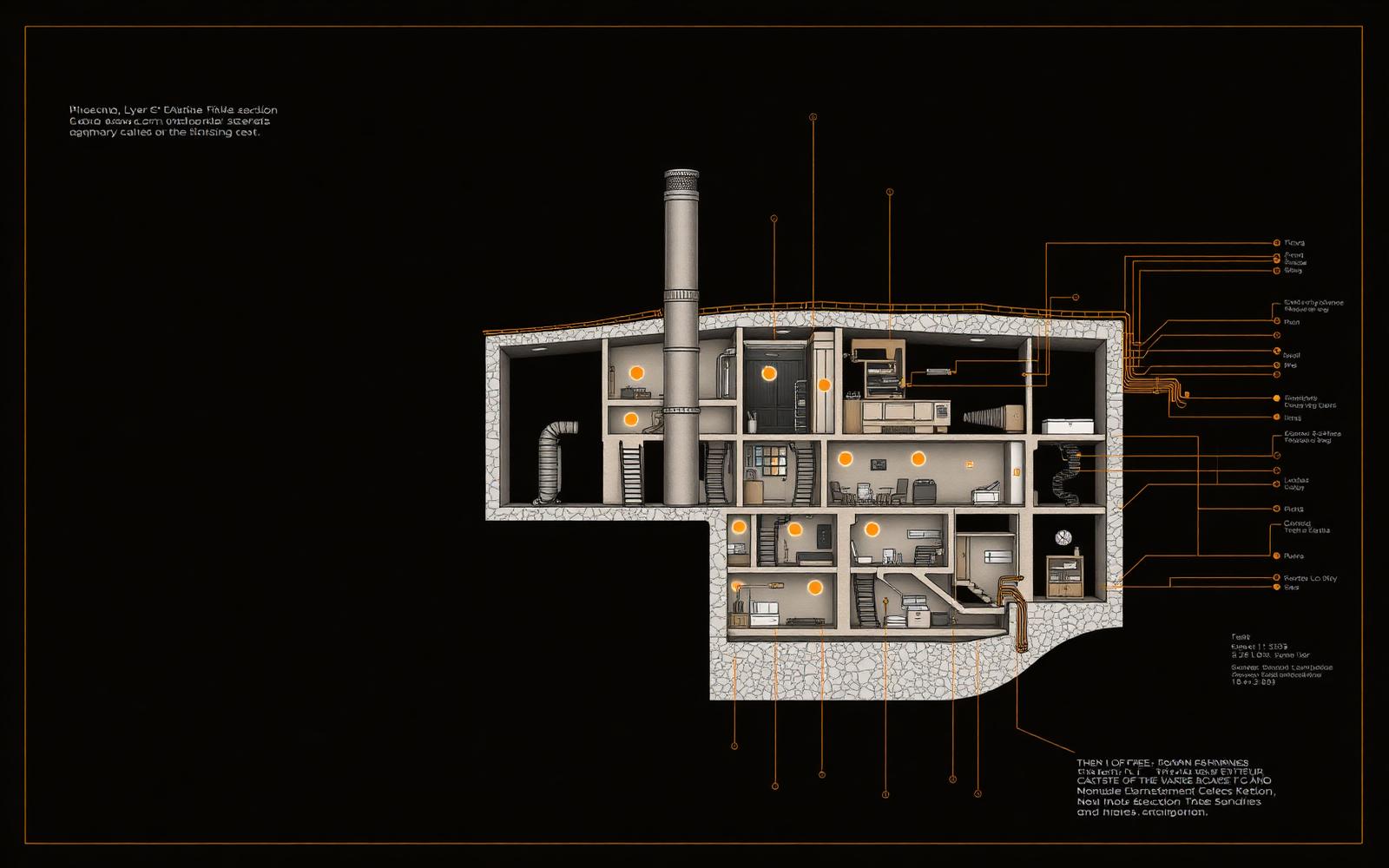 Cross section diagram of an underground bunker
