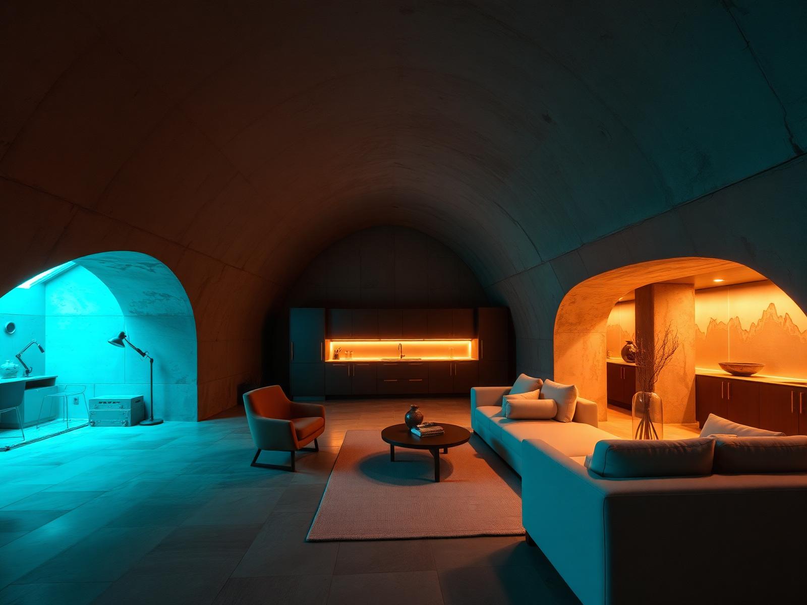 Interior living quarters of an underground bunker